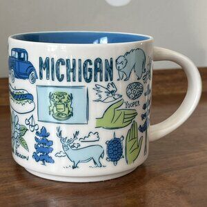 Starbucks Michigan Been There Series Mug Across the Globe 14 oz 2018 Blue Green